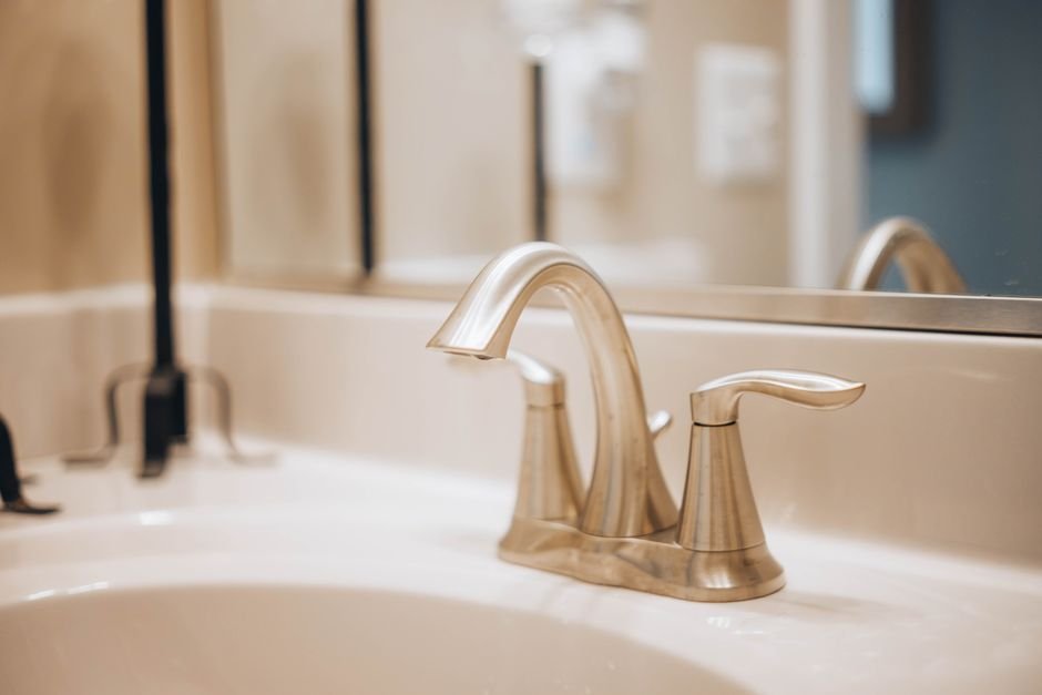 Modern bathroom basin tap in a Newton Mearns property