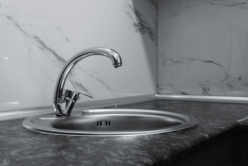 Modern stainless steel kitchen tap installed in a Newton Mearns home